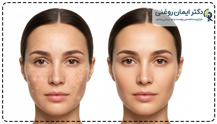 عکس قبل وبعد از تزریق مزوژل برای لک پوستی